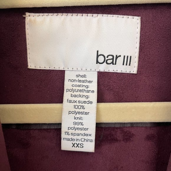 Bar III Faux-Leather Flyaway Jacket, Burgundy, Size XXS - Picture 6 of 7